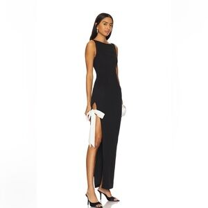 REVOLVE Black Maxi Dress with White Bow Detail